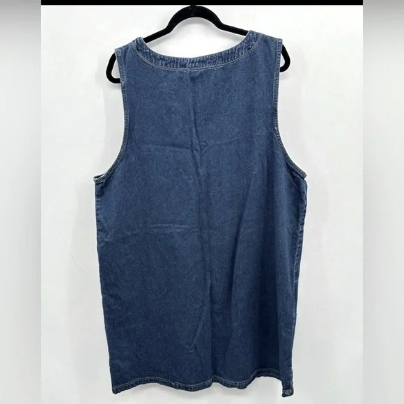 JLNY VINTAGE plus size cotton denim embroidered western sleeveless dress. 2X - Picture 2 of 10